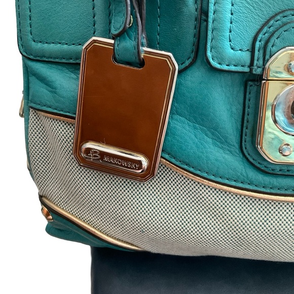 B Makowski satchel leather and canvas 3 huge compartments. EUC - Picture 7 of 11